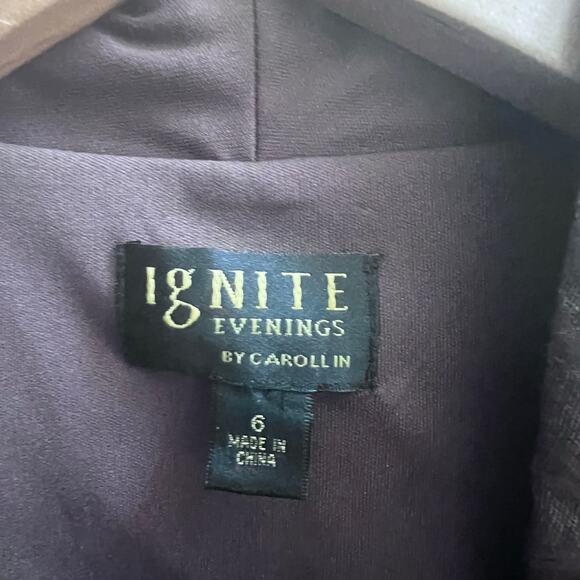 Vintage IGNITE EVENINGS Two Piece Tiered Midi Dress with Jacket Size 6 Beaded - Picture 7 of 9